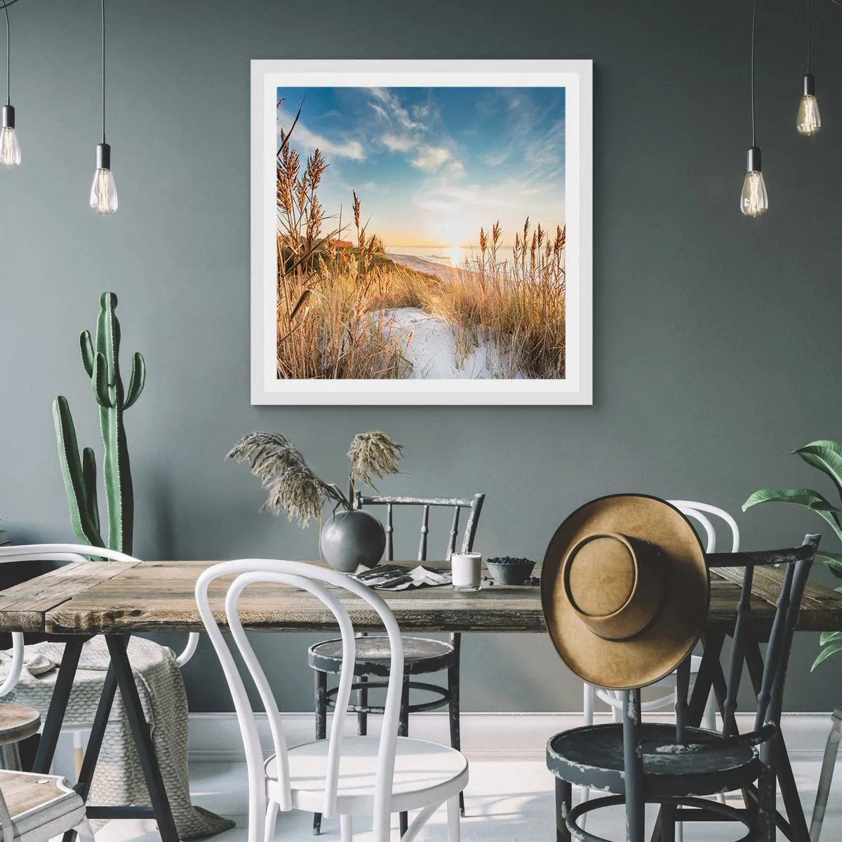 Poster in cornice bianca - Spiaggia del nord - 40x40 cm