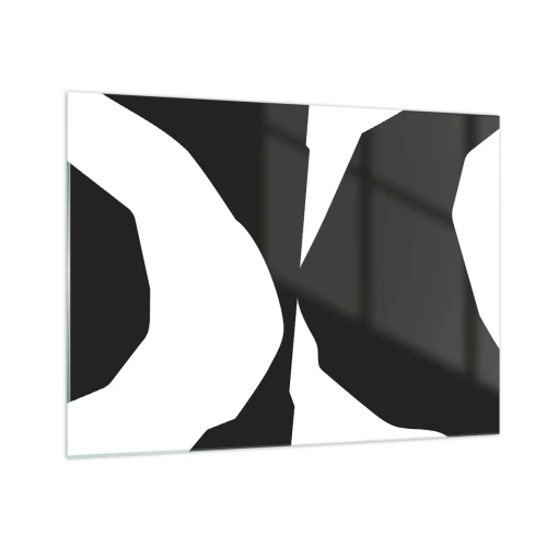 Quadro su vetro - Composizione grafica in bianco e nero in uno stile contrastante positivo-negativo - 70x50cm - Positivo - negativo - Decorazione murale moderna per soggiorno e camera da letto ARTTOR