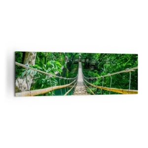 Quadro su tela - Stampe su Tela - Un ponte sospeso di bambù immerso nel verde - 160x50cm - Ponte sospeso sopra il verde - Decorazione murale moderna per soggiorno e camera da letto ARTTOR