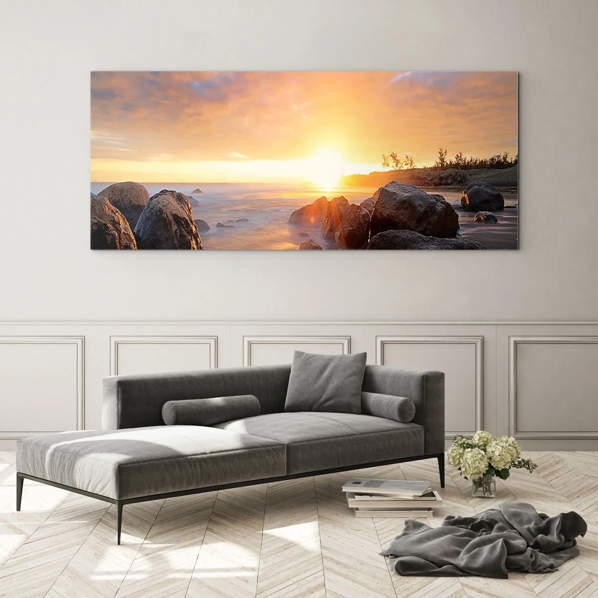 Quadro su vetro - La luminosa brezza della sera - 90x30 cm