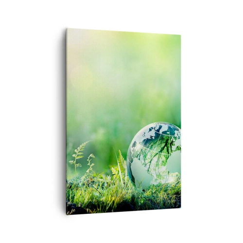 Quadro su tela - Stampe su Tela - Un globo di cristallo tra il verde della natura - 70x100cm - Pianeta verde - Decorazione murale moderna per soggiorno e camera da letto ARTTOR