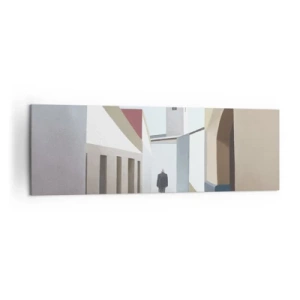 Quadro su tela - Stampe su Tela - Una strada minimalista con la sagoma di un uomo sullo sfondo - 160x50cm - Passeggiata assolata - Decorazione murale moderna per soggiorno e camera da letto ARTTOR