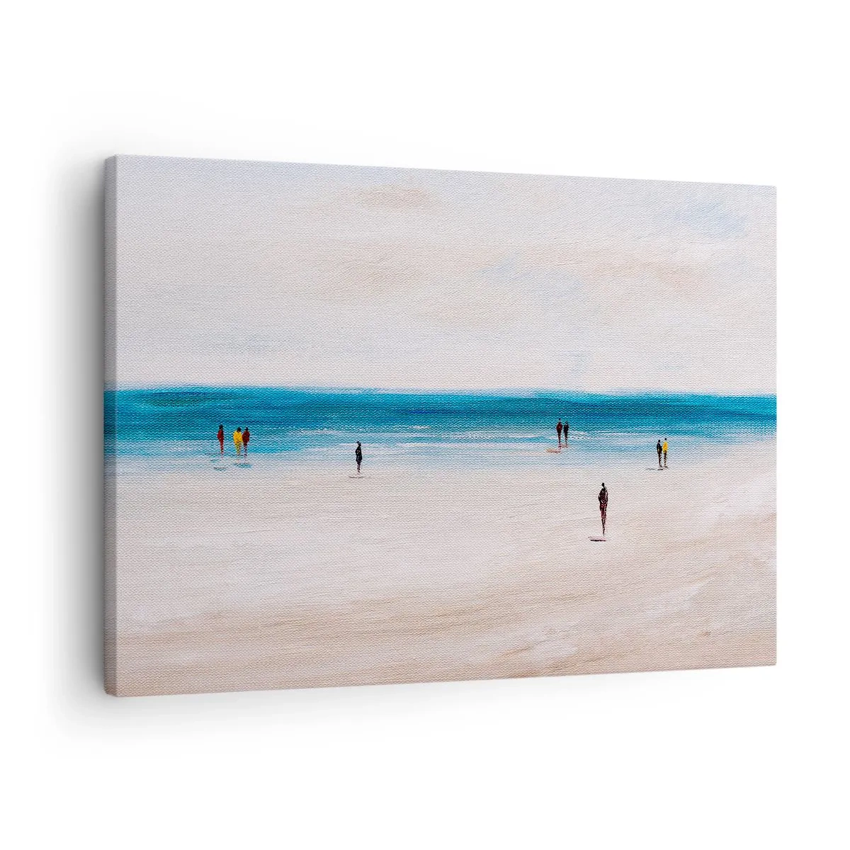 Quadro su tela - Stampe su Tela - Una spiaggia con persone sullo sfondo di un mare calmo - 70x50cm - Un bisogno naturale - Decorazione murale moderna per soggiorno e camera da letto ARTTOR