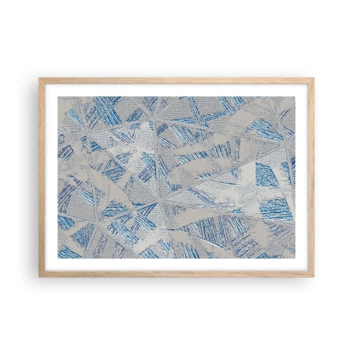 Poster in cornice rovere chiaro - Nel labirinto grigioblu - 70x50 cm