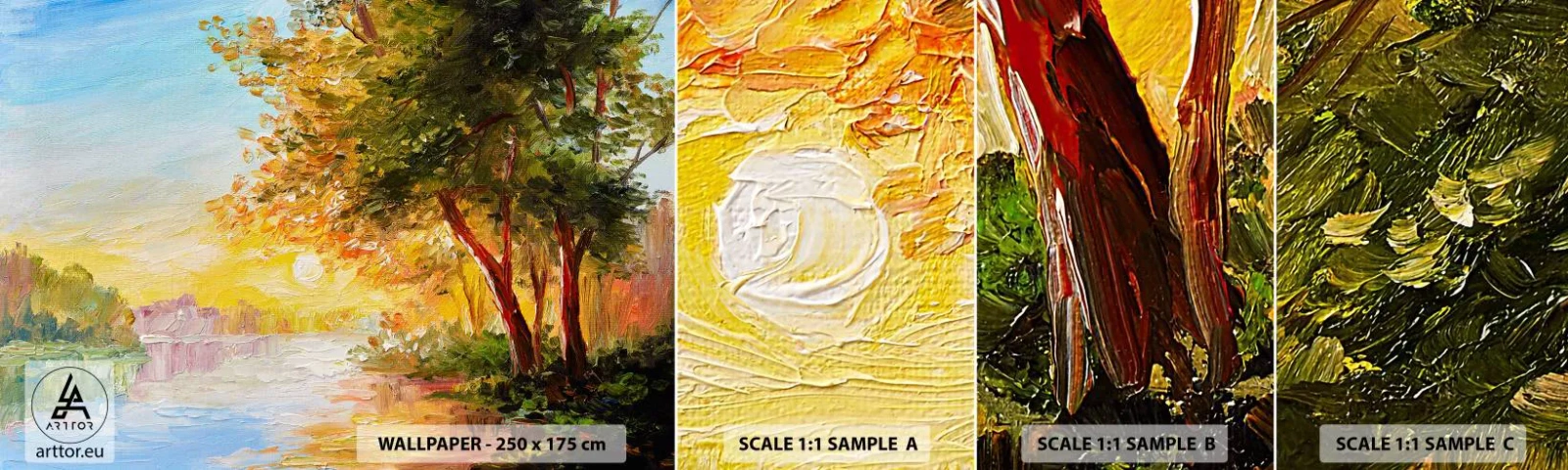 Campione Di Fotomurale Standard Eco - Et in Arcadia ego - Paesaggio, Fiume, Raggi del sole - 100x30 cm