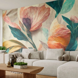 Fotomurali Premium Sand - I fiori delle isole del sud - Fiori, Vintage ▾, Botanica - 250x175 cm