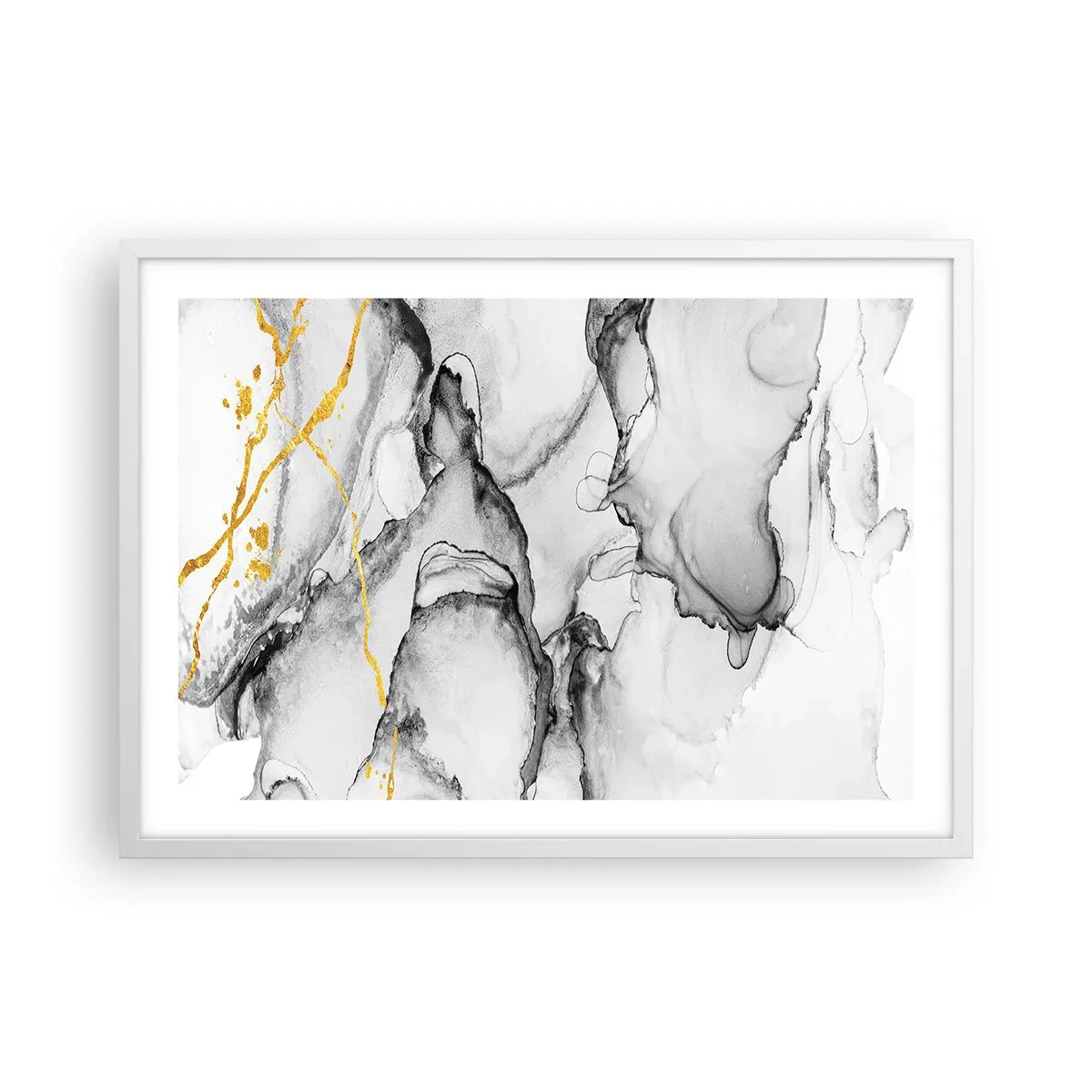 Poster in cornice bianca - Composizione con motivo d'oro - 70x50 cm