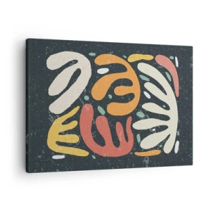 Quadro su tela - Stampe su Tela - Forme astratte in colori caldi su uno sfondo scuro - 70x50cm - Composizione: adesso ti acchiappo - Decorazione murale moderna per soggiorno e camera da letto ARTTOR