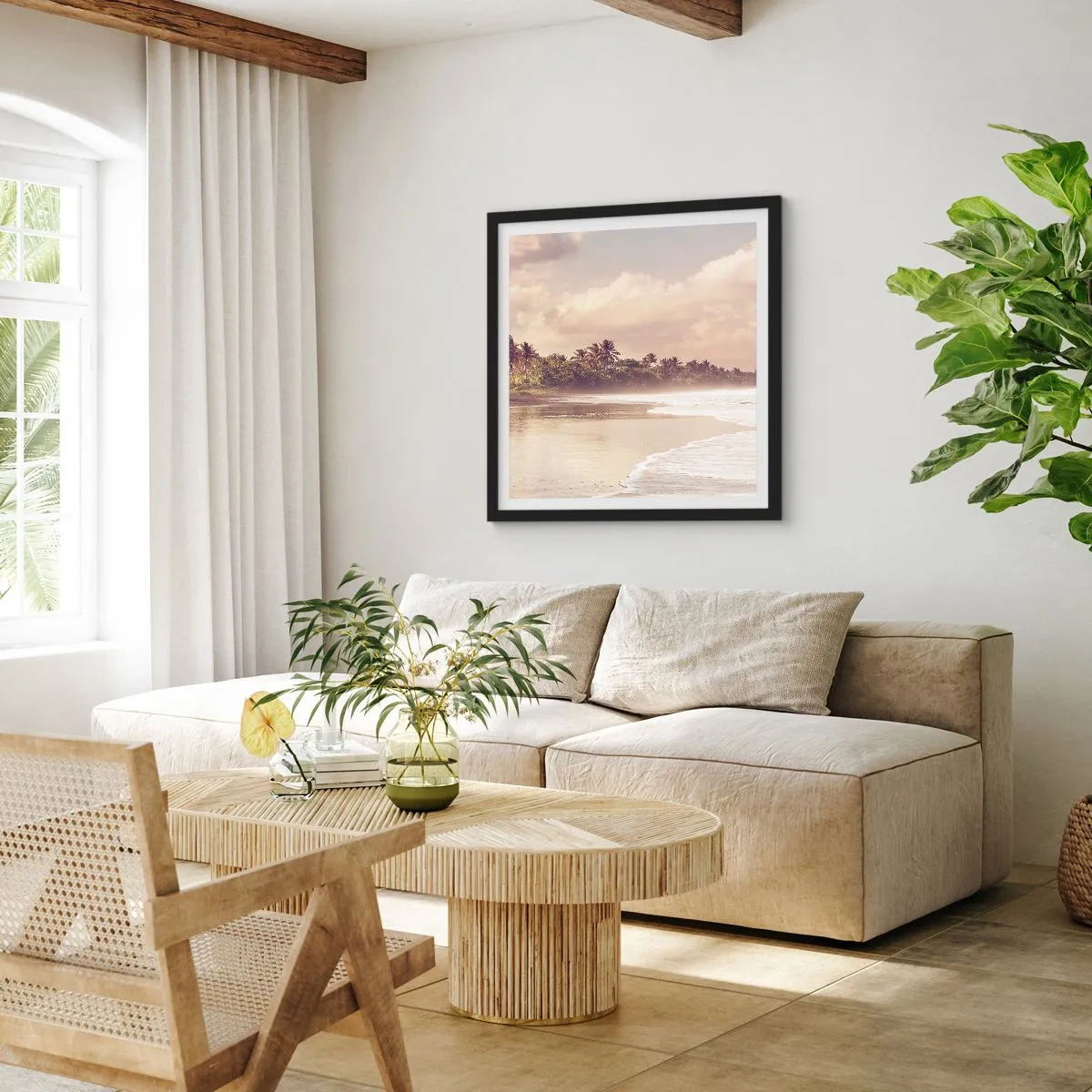 Poster in cornice nera - La carezza delle onde - 60x60 cm