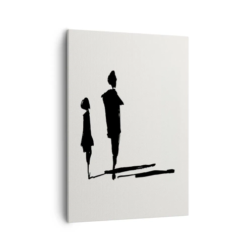 Quadro su tela - Stampe su Tela - Silhouette di due persone in nero su sfondo chiaro - 50x70cm - Sicuramente insieme? - Decorazione murale moderna per soggiorno e camera da letto ARTTOR