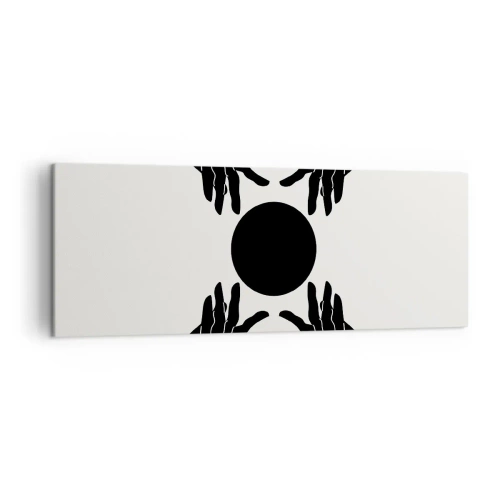 Quadro su tela - Stampe su Tela - Mani nere in una composizione simmetrica con una palla - 140x50cm - Segno misterioso - Decorazione murale moderna per soggiorno e camera da letto ARTTOR
