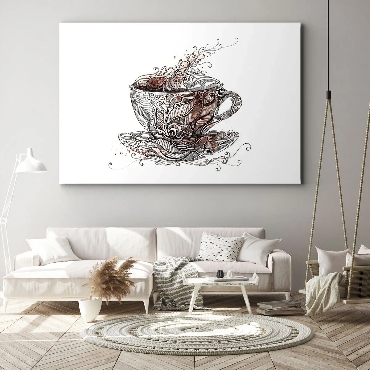 Quadro su tela - Stampe su Tela - Tazza da caffè decorativa con motivo artistico - 120x80cm - Il tè fa bene a tutto - Decorazione murale moderna per soggiorno e camera da letto ARTTOR