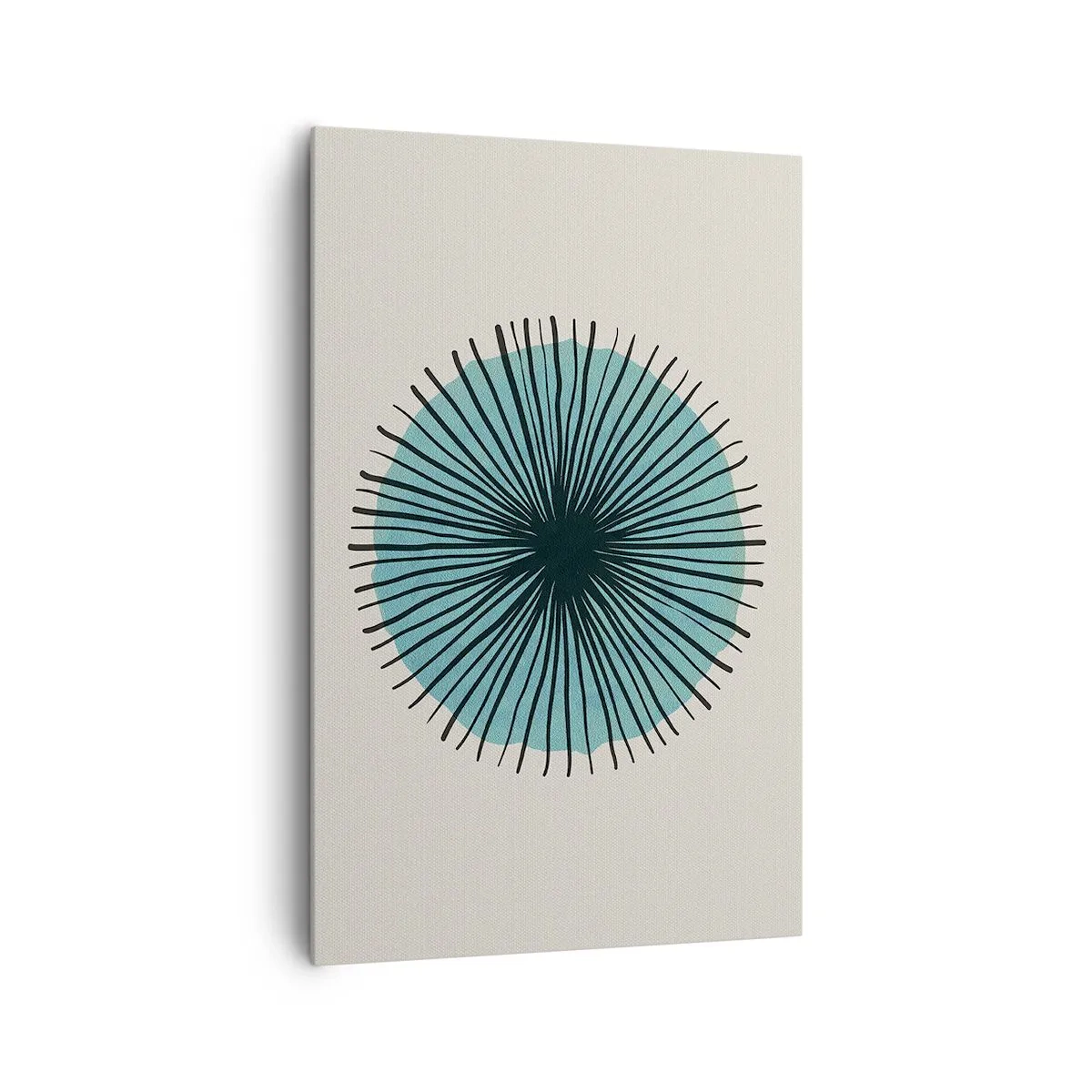 Quadro su tela - Stampe su Tela - Forma circolare astratta con raggi blu - 80x120cm - Radiosamente nel blu - Decorazione murale moderna per soggiorno e camera da letto ARTTOR