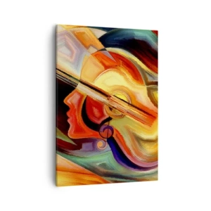 Quadro su tela - Stampe su Tela - Astrazione colorata ispirata alla musica e alla chitarra - 50x70cm - L'armonia dei suoni - Decorazione murale moderna per soggiorno e camera da letto ARTTOR