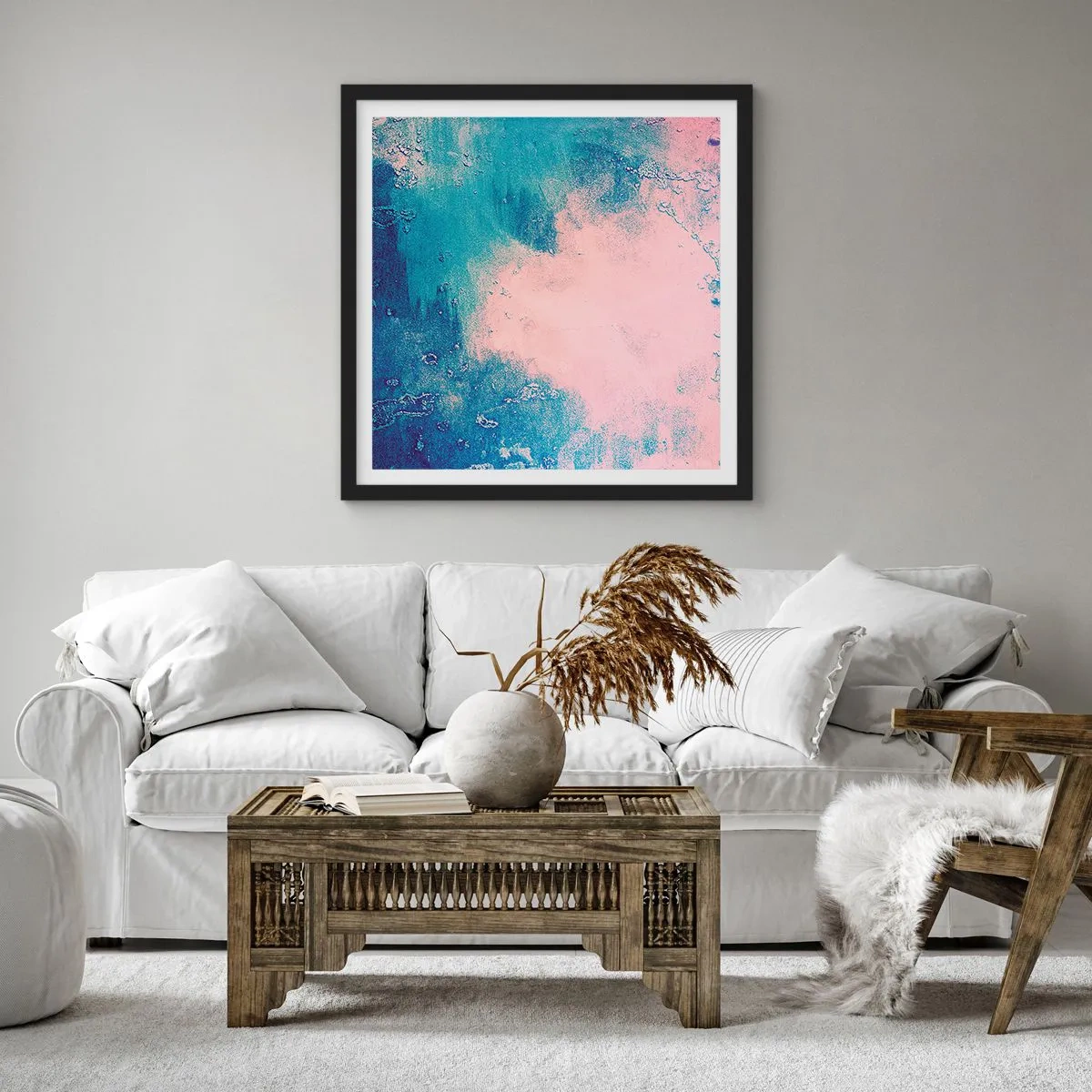 Poster in cornice nera - Abbracci nel blu - 40x40 cm