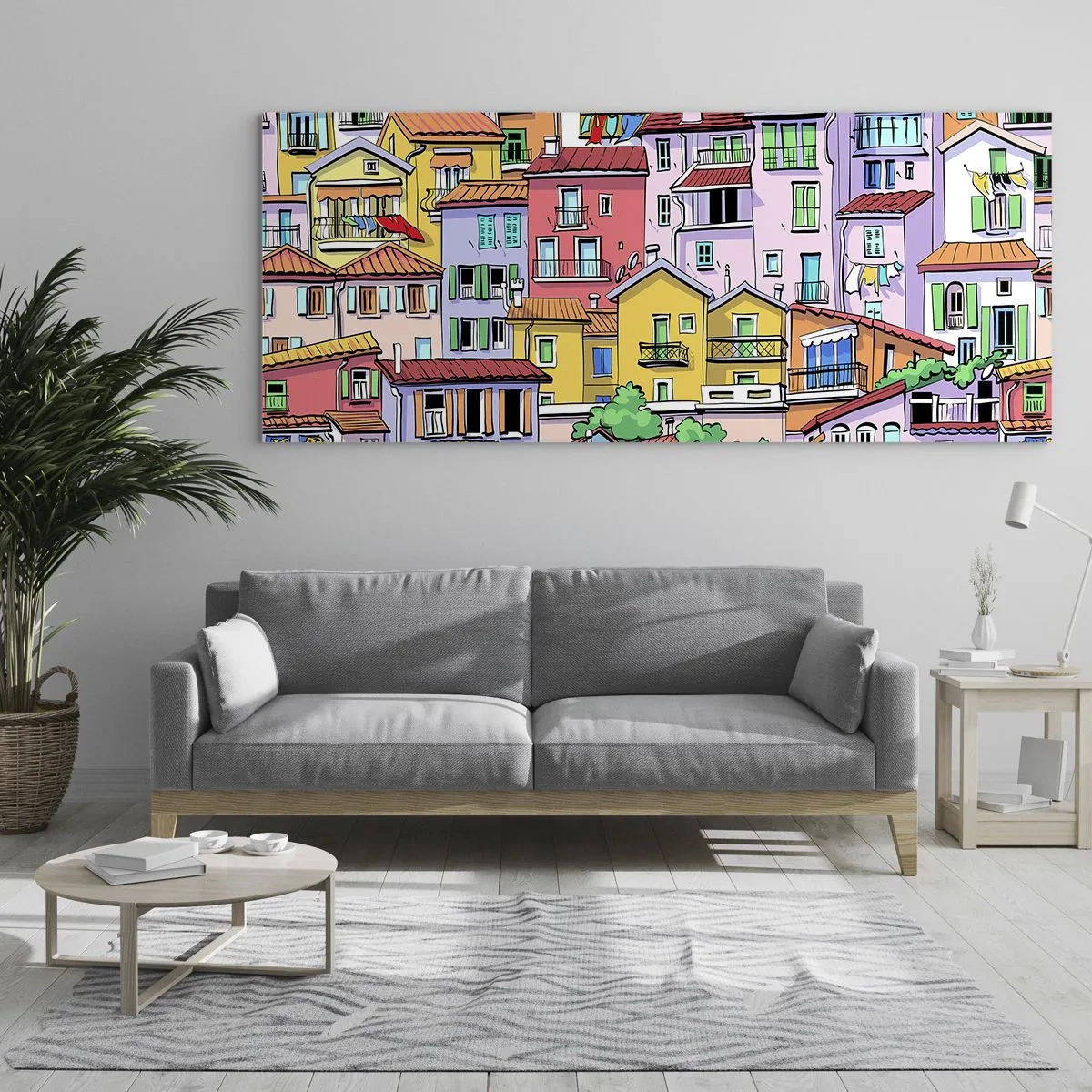 Quadro su vetro - Città allegra - 100x40 cm