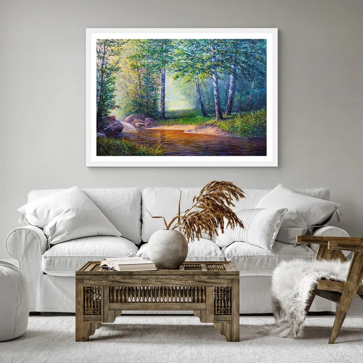 Poster in cornice bianca - Scena di beatitudine - 91x61 cm