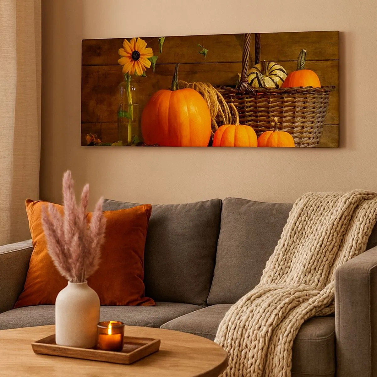 Quadro su tela - Stampe su Tela - Composizione rustica: i doni dell'autunno - 100x40 cm