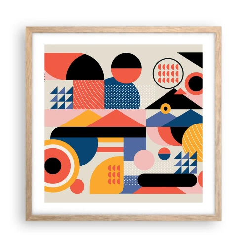 Poster in cornice rovere chiaro - Composizione: divertiti - 50x50 cm