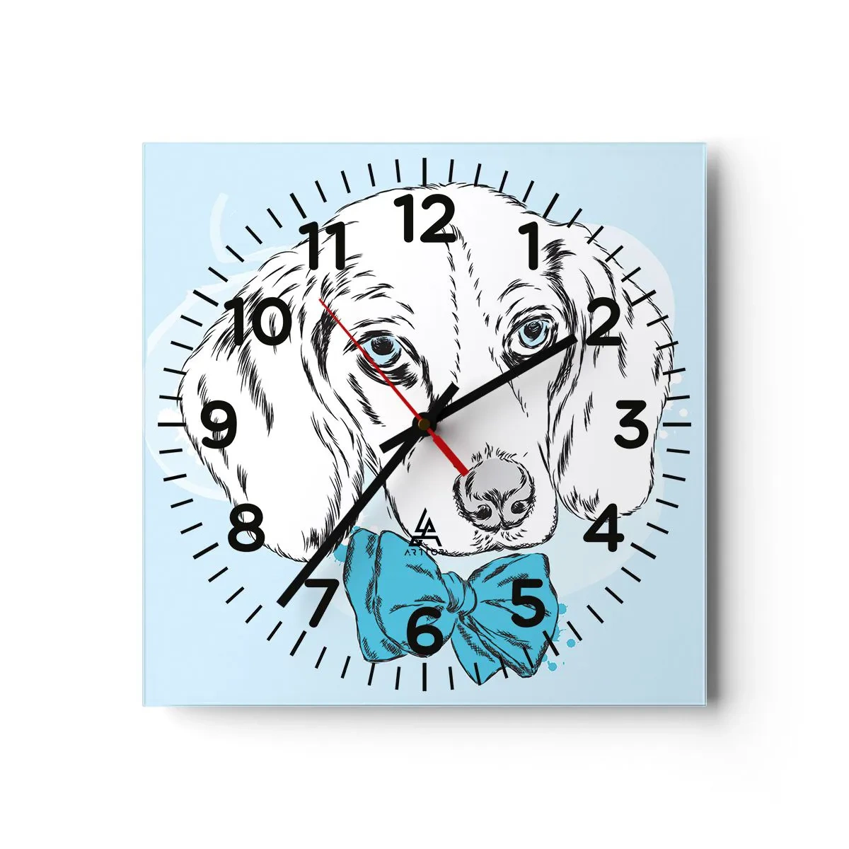 Orologio da parete - Orologio in Vetro - Eleganza canina - 30x30 cm
