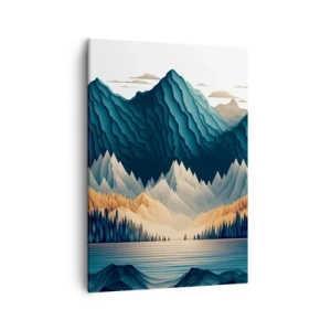 Quadro su tela - Stampe su Tela - Montagne pittoresche sul lago al tramonto - 50x70cm - Perfetto paesaggio montano - Decorazione murale moderna per soggiorno e camera da letto ARTTOR