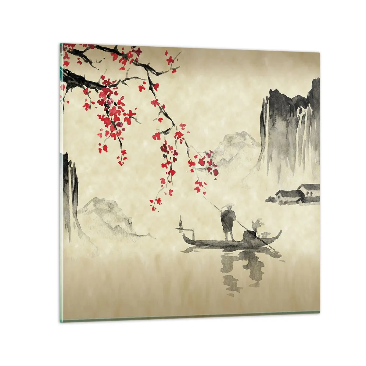 Quadro su vetro - Nel paese dei ciliegi in fiore - 50x50 cm
