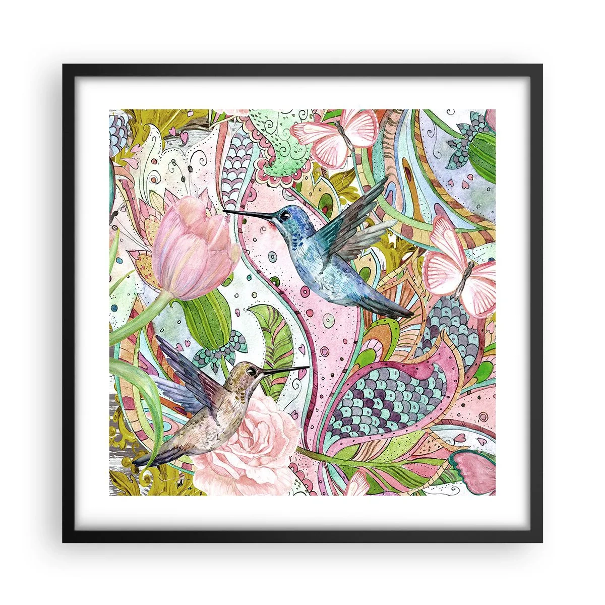 Poster in cornice nera - Intrecciate nei rami - 50x50 cm