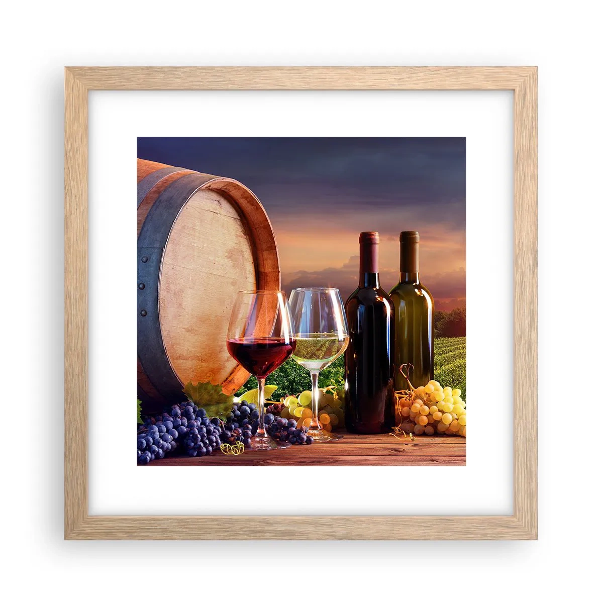 Poster in cornice rovere chiaro - Qui la vita ha gusto - 30x30 cm