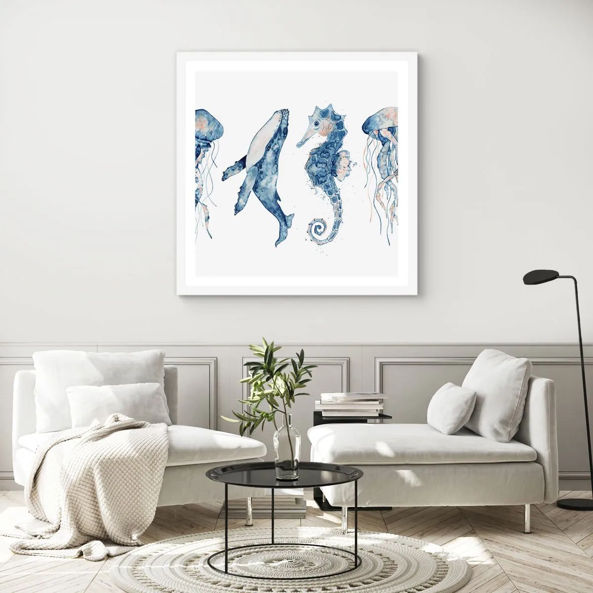 Poster in cornice bianca - Meraviglie del mare - 40x40 cm