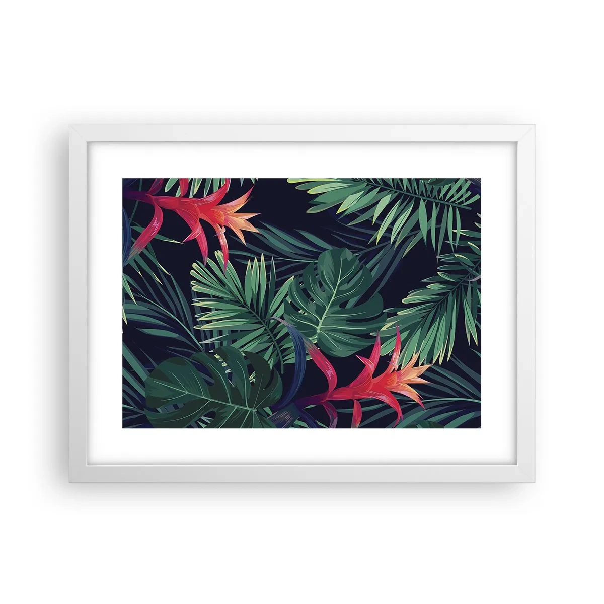 Poster in cornice bianca - Fiammante nel verde - 40x30 cm