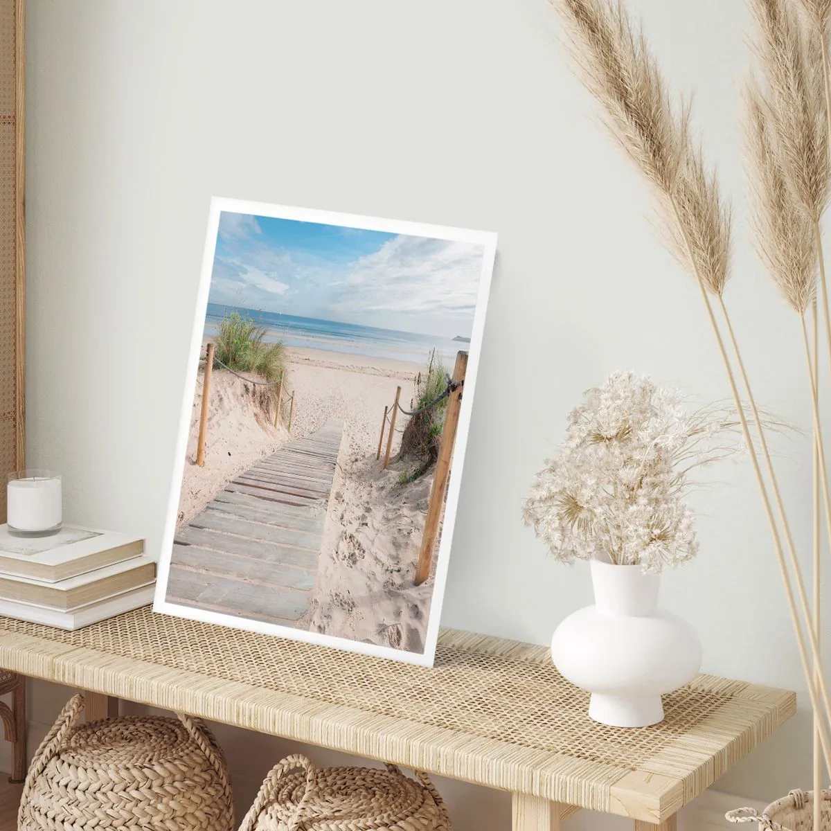 Poster - Sentiero per la spiaggia con vista mare - 50x70cm - Fino all'orizzonte - Decorazione murale moderna per soggiorno e camera da letto ARTTOR