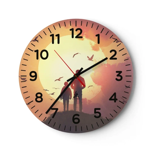 Orologio da parete - Orologio in Vetro - Faccia a faccia con il sole - 40x40 cm