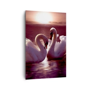 Quadro su tela - Stampe su Tela - Due cigni su un lago calmo al tramonto - 80x120cm - Finché la morte non ci separi - Decorazione murale moderna per soggiorno e camera da letto ARTTOR