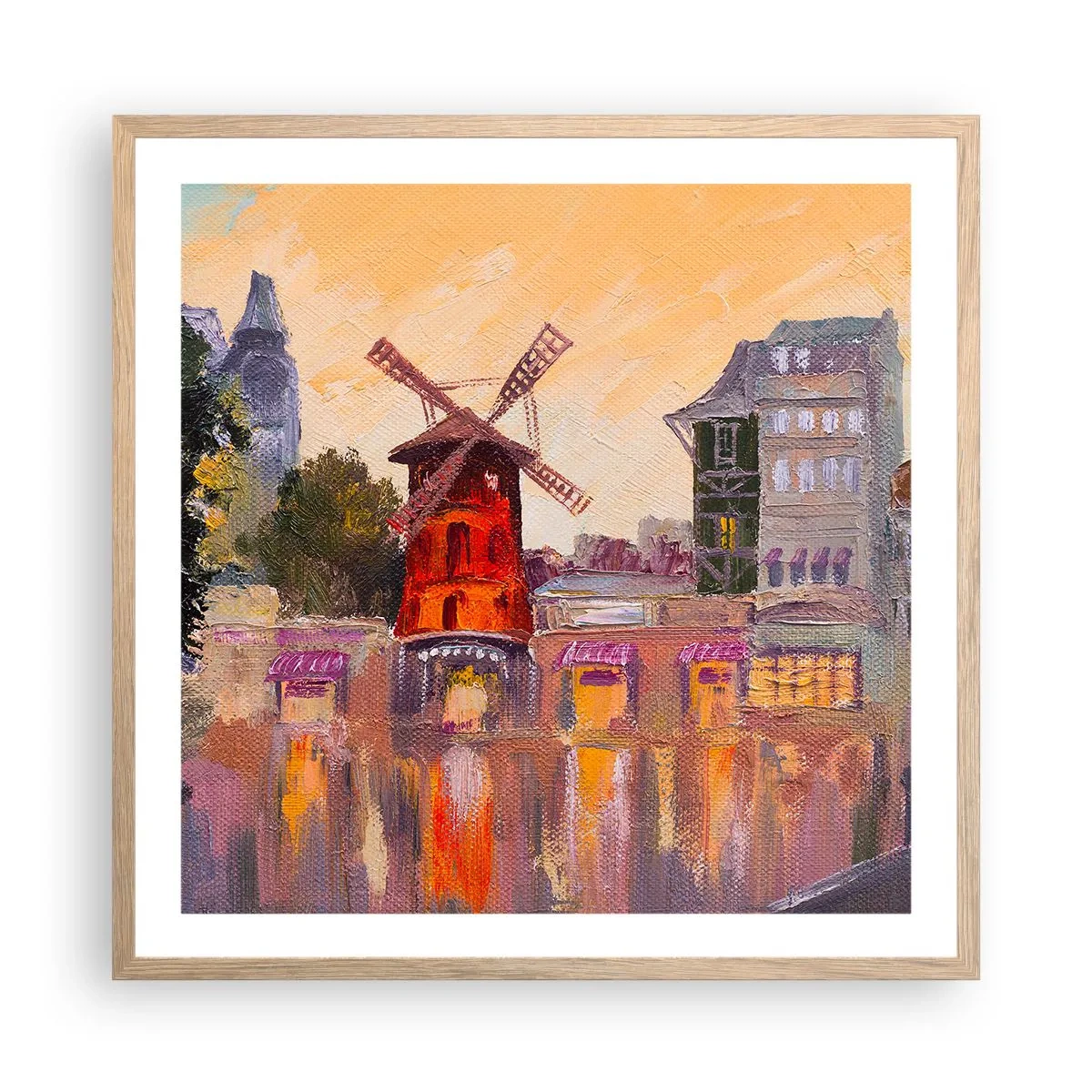 Poster in cornice rovere chiaro - Le icone di Parigi: il Moulin Rouge - 60x60 cm