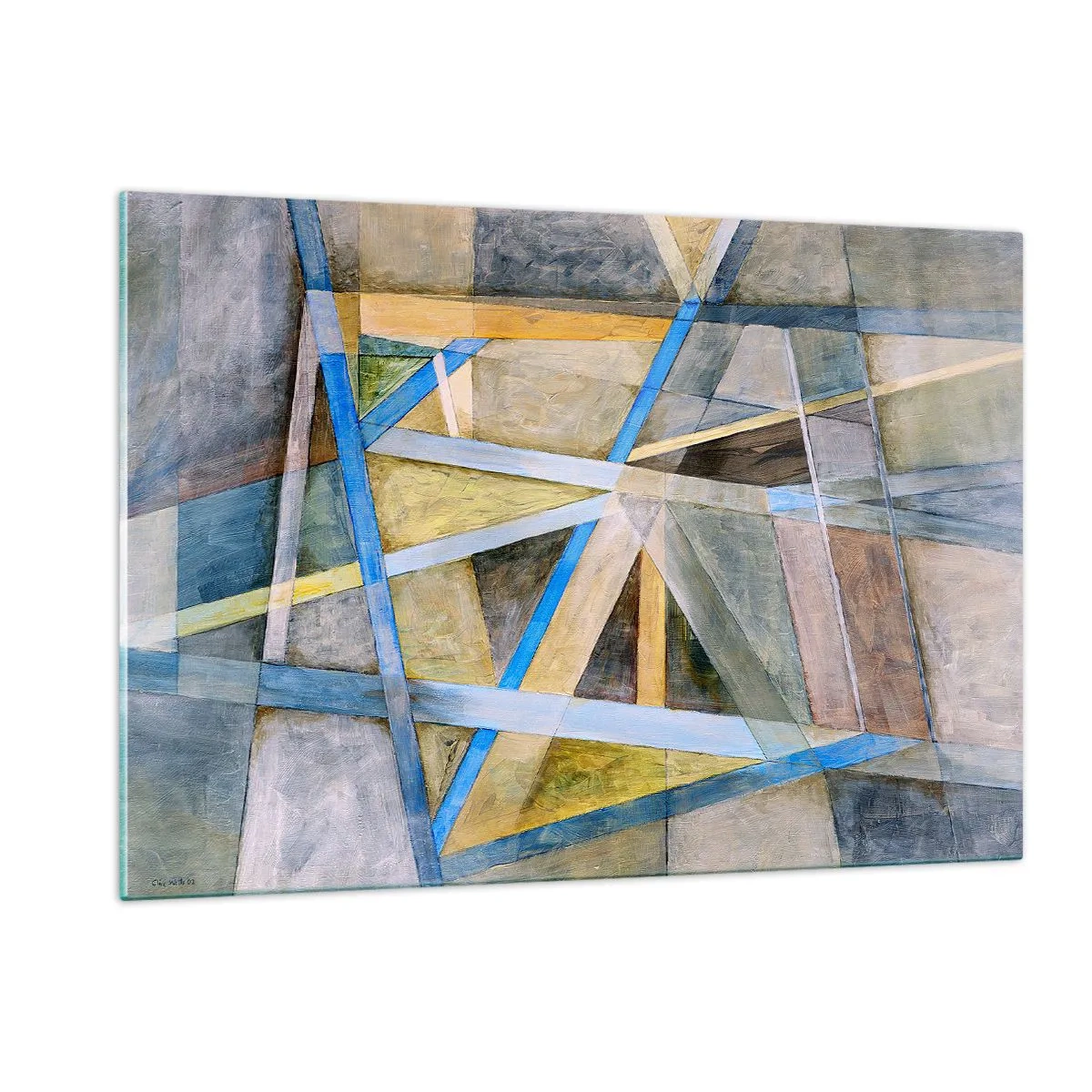 Quadro su vetro - Composizione astratta con forme geometriche - 120x80cm - Dritto o obliquo? - Decorazione murale moderna per soggiorno e camera da letto ARTTOR