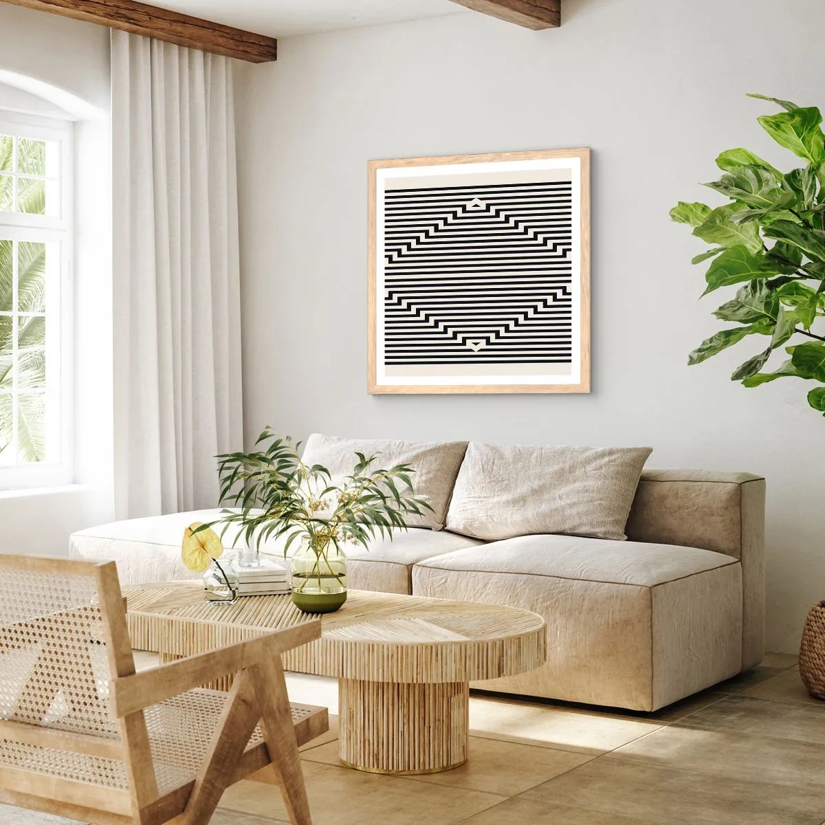 Poster in cornice rovere chiaro - Illusione geometrica - 40x40 cm