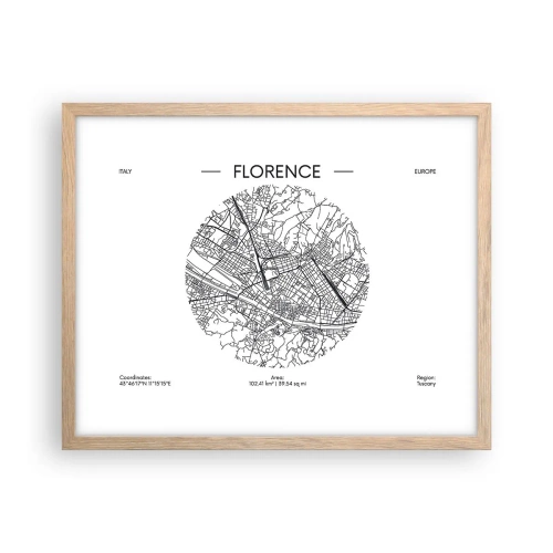 Poster in cornice rovere chiaro - Anatomia di Firenze - 50x40 cm