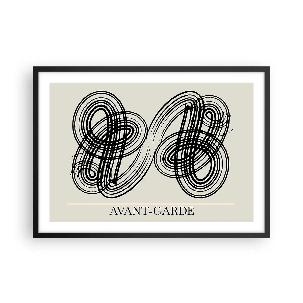 Poster in cornice nera - Linee nere astratte su sfondo chiaro in stile avanguardista. - 70x50cm - In tutta spontaneità - Decorazione murale moderna per soggiorno e camera da letto ARTTOR