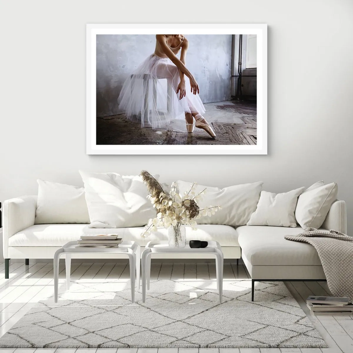 Poster in cornice bianca - Prima che si accendano le luci del palco - 100x70 cm