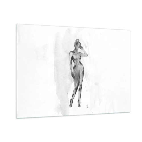 Quadro su vetro - Silhouette di una donna in tonalità di grigio su sfondo bianco - 100x70cm - Studio di ideale di bellezza - Decorazione murale moderna per soggiorno e camera da letto ARTTOR