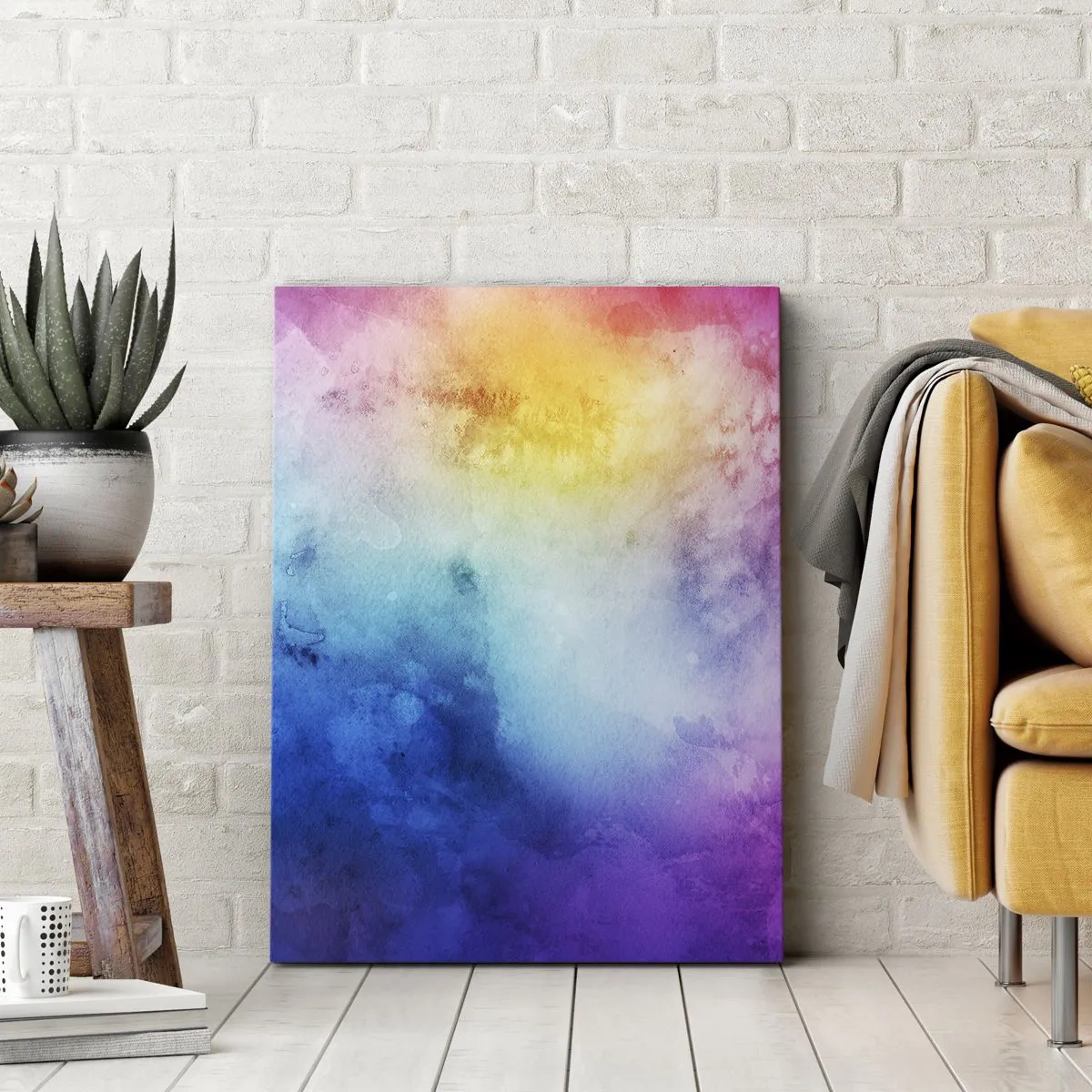 Quadro su tela - Stampe su Tela - Una composizione astratta nei toni pastello del rosa e del blu. - 50x70cm - Quasi al settimo cielo - Decorazione murale moderna per soggiorno e camera da letto ARTTOR