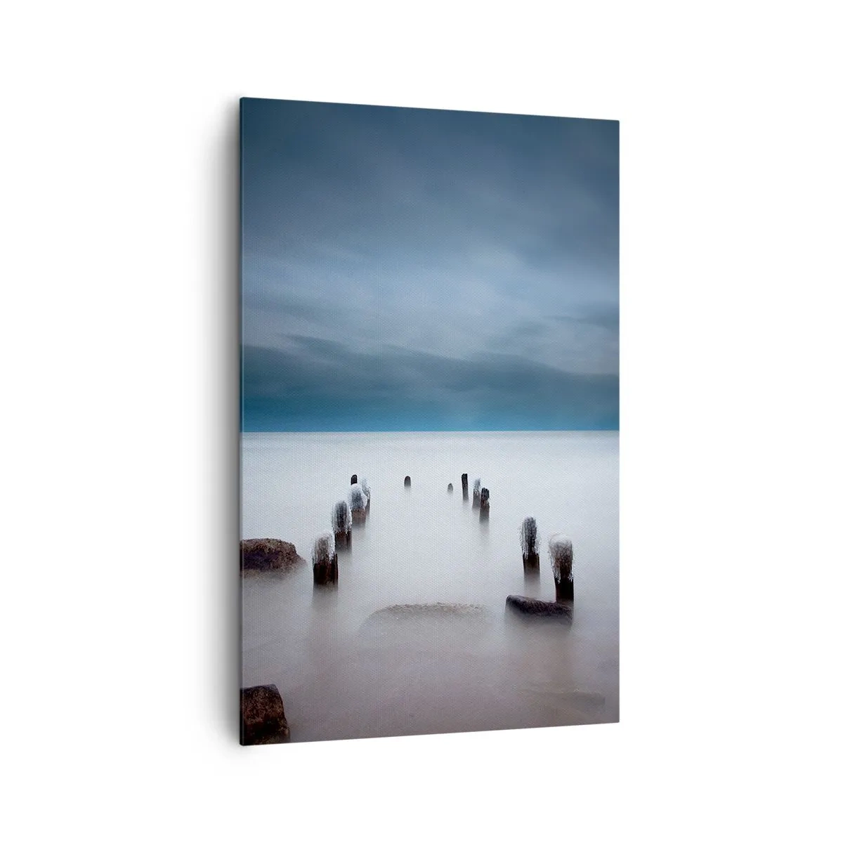 Quadro su tela - Stampe su Tela - Il vecchio molo sullo sfondo di un mare calmo - 80x120cm - Lago pensieroso - Decorazione murale moderna per soggiorno e camera da letto ARTTOR