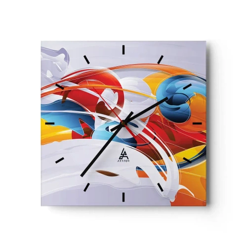 Orologio da parete - Orologio in Vetro - La danza degli elementi - 40x40 cm