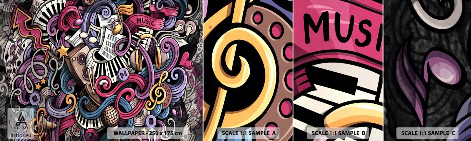 Campione Di Fotomurale Standard Eco - Melodia complicata - Musica, Murale, Graffiti - 100x30 cm