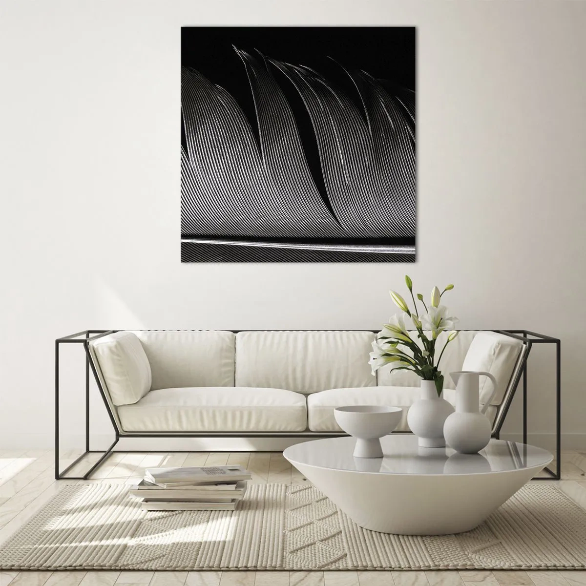 Quadro su vetro - Piuma: struttura meravigliosa - 40x40 cm