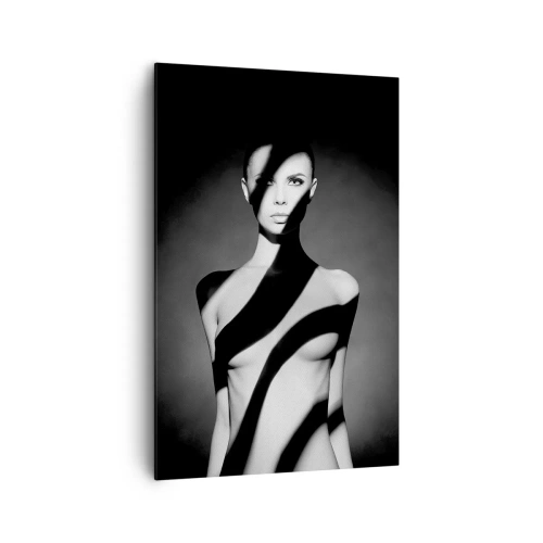 Quadro su tela - Stampe su Tela - Ritratto in bianco e nero di una donna in luce e ombra - 80x120cm - Luci e ombre - Decorazione murale moderna per soggiorno e camera da letto ARTTOR