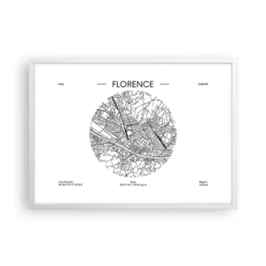 Poster in cornice bianca - Anatomia di Firenze - 70x50 cm