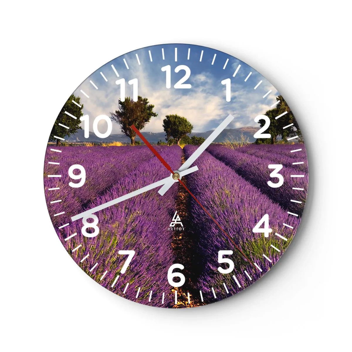 Orologio da parete - Orologio in Vetro - Campi di lavanda - 30x30 cm
