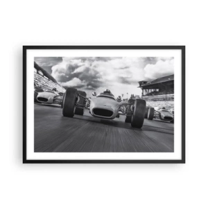 Poster in cornice nera - Gara di auto d'epoca in movimento - 70x50cm - C'è la forza! - Decorazione murale moderna per soggiorno e camera da letto ARTTOR