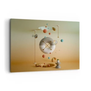 Quadro su tela - Stampe su Tela - Figure geometriche in colori pastello in una disposizione surrealista - 100x70cm - Tutto può succedere - Decorazione murale moderna per soggiorno e camera da letto ARTTOR